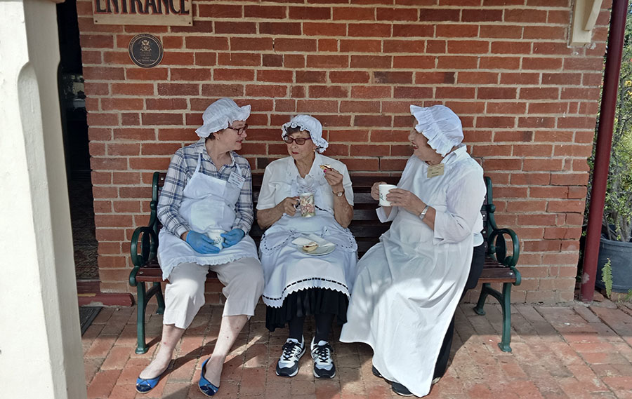 Volunteers at Calala Cottage Museum Tamworth Sharing a cuppa and a laugh 2022